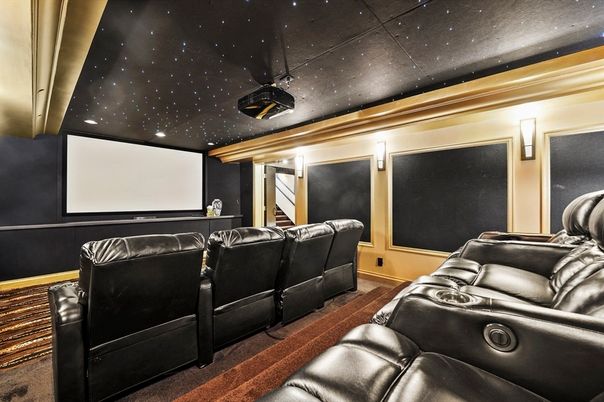 Home Theatre Room, Interior, Projection Screen, Recessed Lighting, Theatre Room