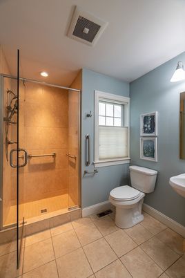Bathroom, Glass Shower, Interior, Recessed Lighting