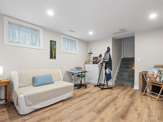 Home Office, Interior, Recessed Lighting, Wood Texture Flooring