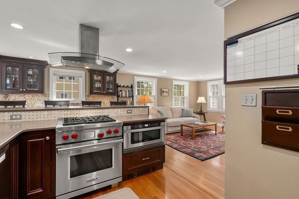 Interior, Kitchen, Living room, Recessed Lighting, Stainless Steel Appliances, Wood Texture Flooring