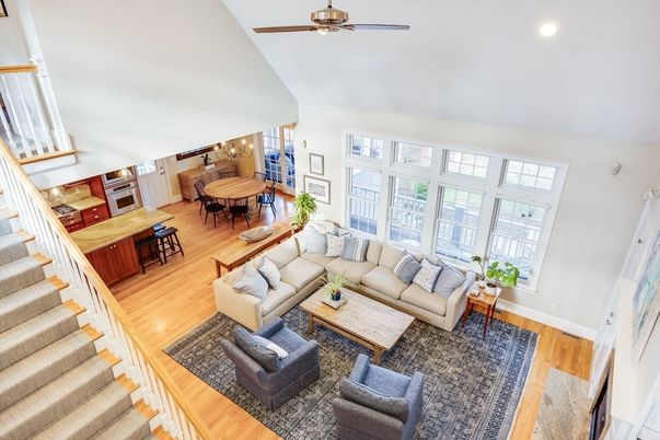 Dining room, Interior, Living room, Recessed Lighting, Wood Texture Flooring