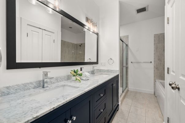 Bathroom, Dual Sink Vanities, Glass Shower, Interior