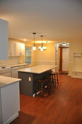 Interior, Kitchen, Pendant Lights, Wood Texture Flooring