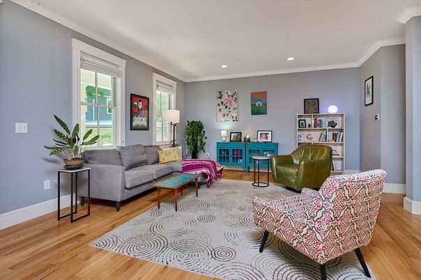 Home Office, Interior, Living room, Recessed Lighting, Wood Texture Flooring