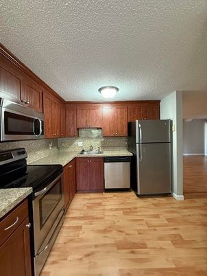 Interior, Kitchen, Stainless Steel Appliances, Wood Texture Flooring