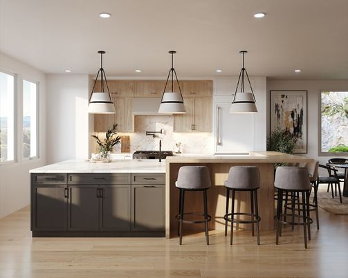 Interior, Kitchen, Pendant Lights, Recessed Lighting, Wood Texture Flooring