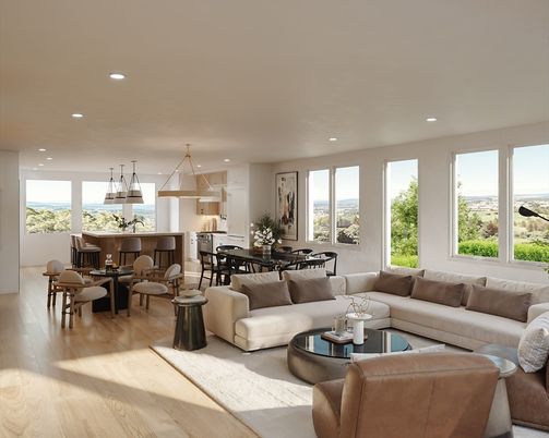 Dining room, Interior, Kitchen, Living room, Pendant Lights, Recessed Lighting, Wood Texture Flooring