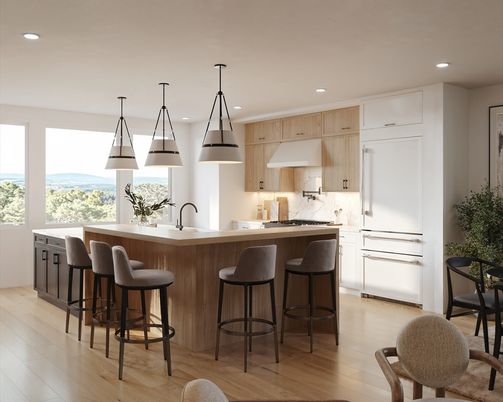Interior, Kitchen, Pendant Lights, Recessed Lighting, Wood Texture Flooring