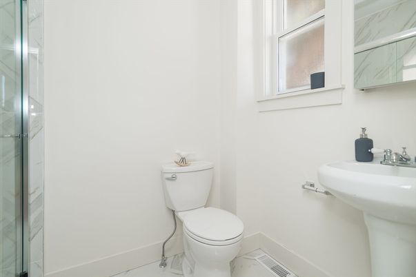 Bathroom, Glass Shower, Interior, Marble Walls
