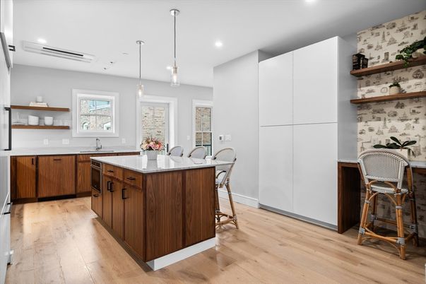 Interior, Kitchen, Pendant Lights, Recessed Lighting, Wood Texture Flooring