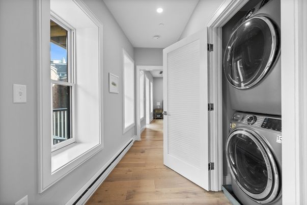 Interior, Recessed Lighting, Utility Closets, Washer, Wood Texture Flooring