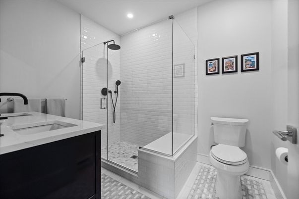 Bathroom, Glass Shower, Interior, Recessed Lighting