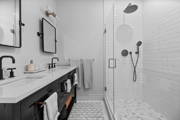 Bathroom, Dual Sink Vanities, Glass Shower, Interior