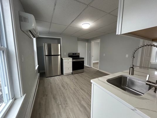 Interior, Kitchen, Stainless Steel Appliances, Wood Texture Flooring