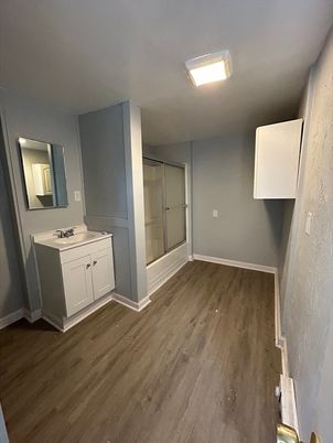 Bathroom, Empty room, Interior, Wood Texture Flooring
