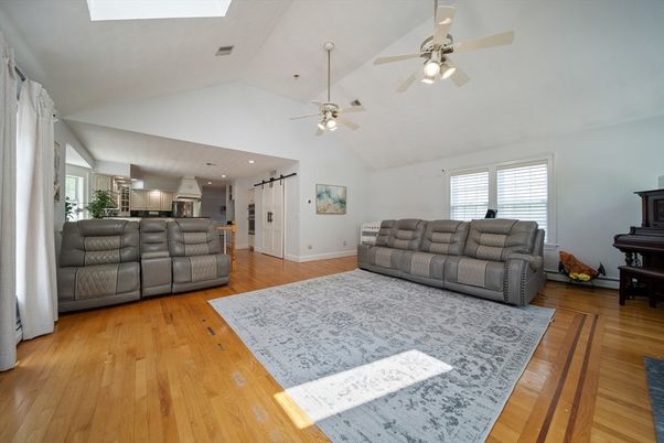 Interior, Kitchen, Living room, Piano, Recessed Lighting, Wood Texture Flooring