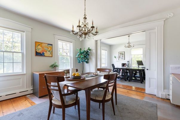 Chandelier, Dining room, Interior, Wood Texture Flooring