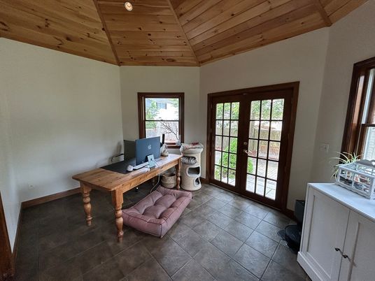 Home Office, Interior, Recessed Lighting, Wooden Ceilings
