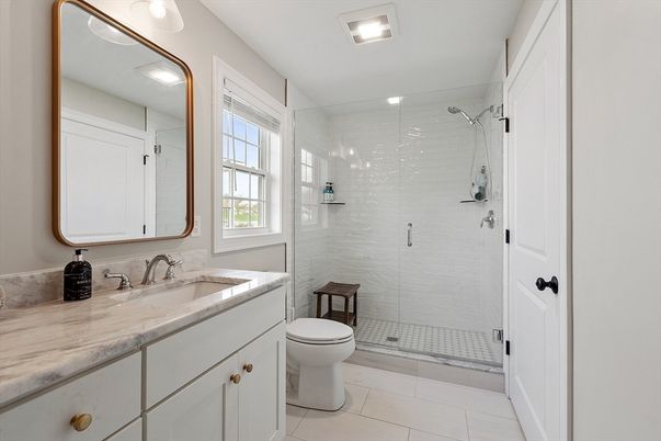Bathroom, Glass Shower, Interior, Recessed Lighting