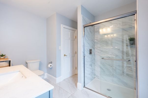 Bathroom, Glass Shower, Interior, Marble, Marble Walls