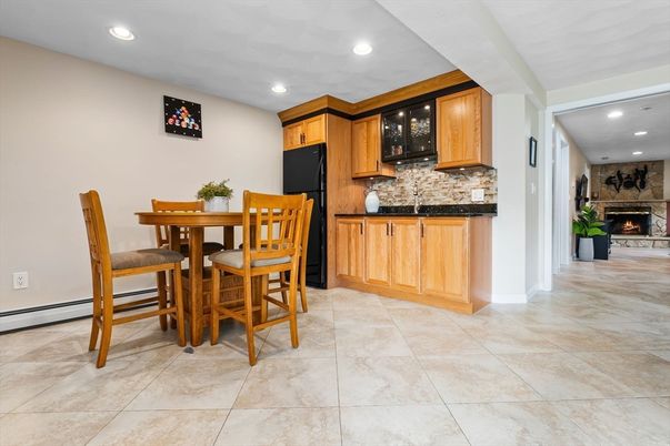 Dining room, Fireplace, Interior, Kitchen, Recessed Lighting