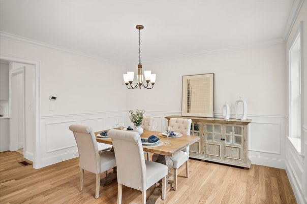 Chandelier, Dining room, Interior, Wood Texture Flooring