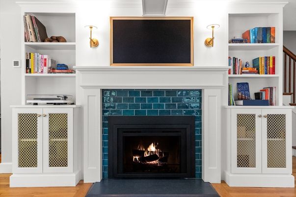 Fireplace, Interior, Wood Texture Flooring