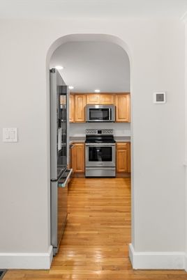 Interior, Kitchen, Stainless Steel Appliances, Wood Texture Flooring