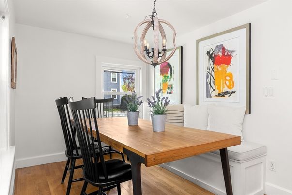 Chandelier, Dining room, Interior, Wood Texture Flooring