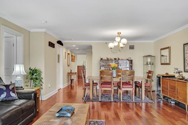 Chandelier, Dining room, Interior, Recessed Lighting, Wood Texture Flooring