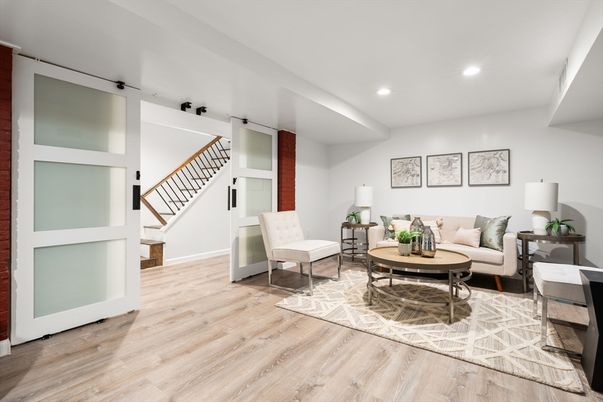 Interior, Living room, Recessed Lighting, Wood Texture Flooring