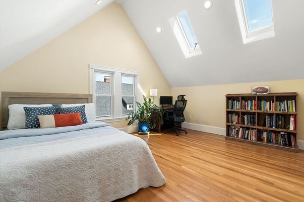 Bedroom, Home Office, Interior, Recessed Lighting, Wood Texture Flooring