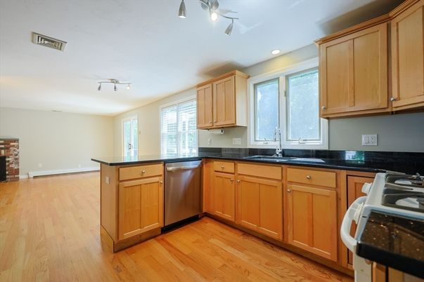 Interior, Kitchen, Recessed Lighting, Wood Texture Flooring
