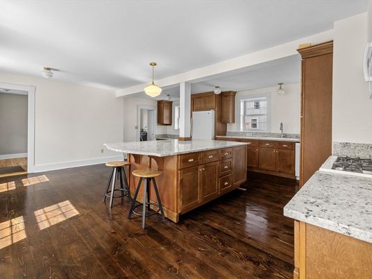 Interior, Kitchen, Pendant Lights, Wood Texture Flooring