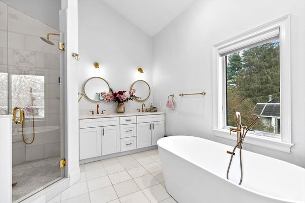Bathroom, Dual Sink Vanities, Free Standing Baths, Glass Shower, Interior