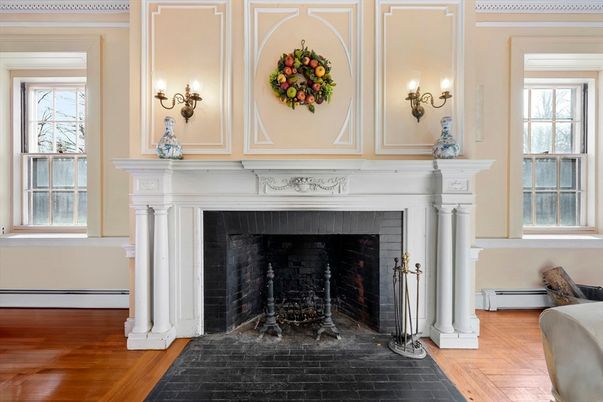 Fireplace, Interior, Wood Texture Flooring