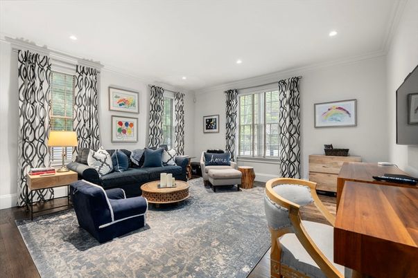 Home Office, Interior, Living room, Recessed Lighting, Wood Texture Flooring