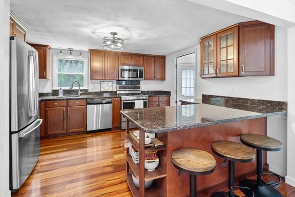 Interior, Kitchen, Stainless Steel Appliances, Wood Texture Flooring
