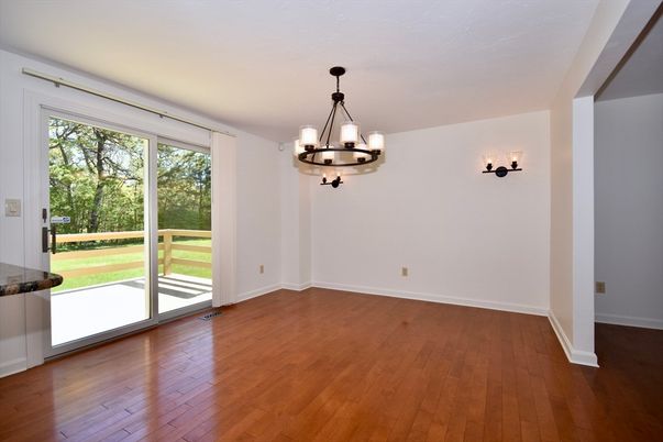 Chandelier, Empty room, Interior, Wood Texture Flooring