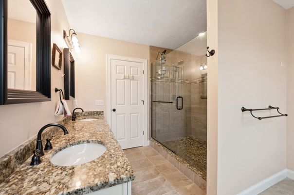 Bathroom, Dual Sink Vanities, Glass Shower, Interior