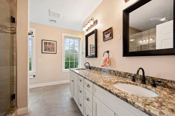 Bathroom, Dual Sink Vanities, Glass Shower, Interior