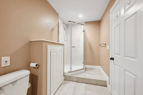 Bathroom, Glass Shower, Interior, Recessed Lighting