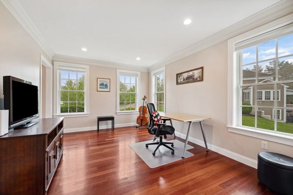 Home Office, Interior, Recessed Lighting, Wood Texture Flooring