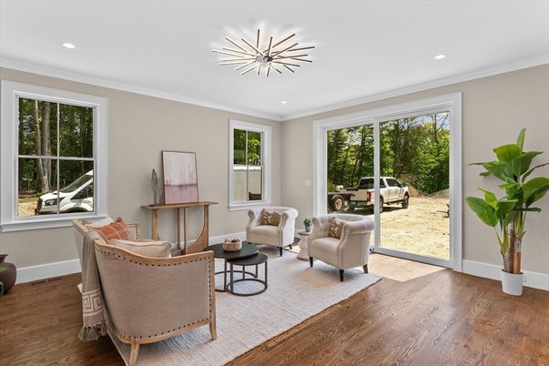 Interior, Living room, Recessed Lighting, Wood Texture Flooring