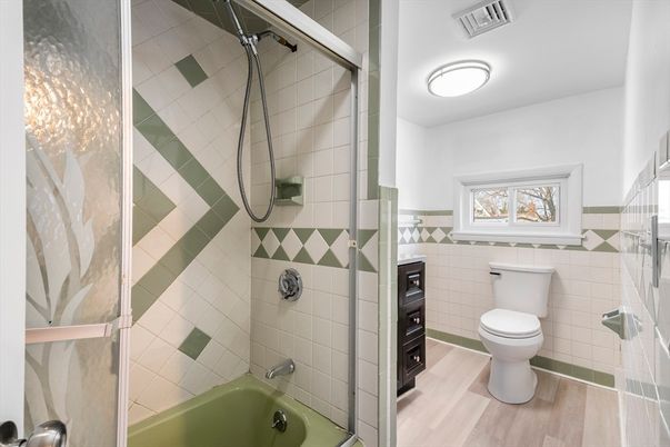 Bathroom, Glass Shower, Interior, Wood Texture Flooring