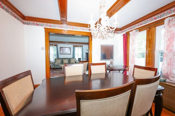 Chandelier, Dining room, Interior, Living room, Wooden Beams