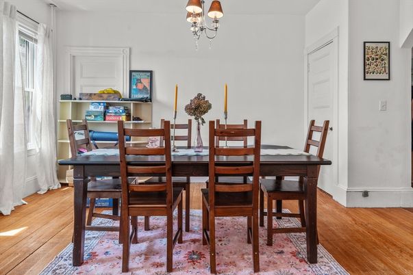 Chandelier, Dining room, Interior, Wood Texture Flooring