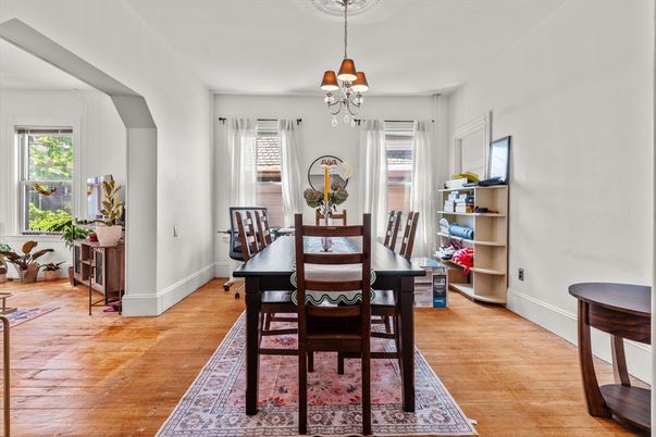 Chandelier, Dining room, Interior, Wood Texture Flooring