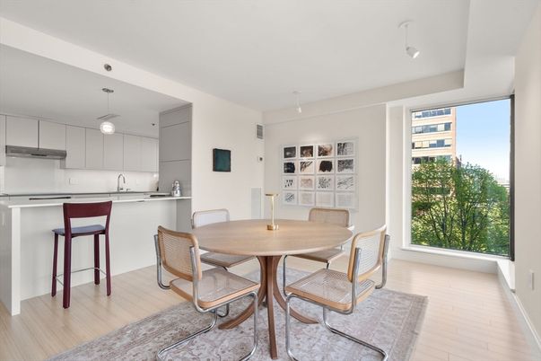 Dining room, Interior, Kitchen, Pendant Lights, Wood Texture Flooring