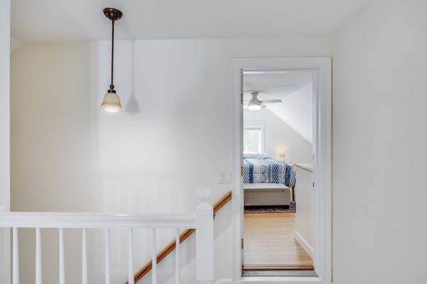 Bedroom, Interior, Pendant Lights, Wood Texture Flooring